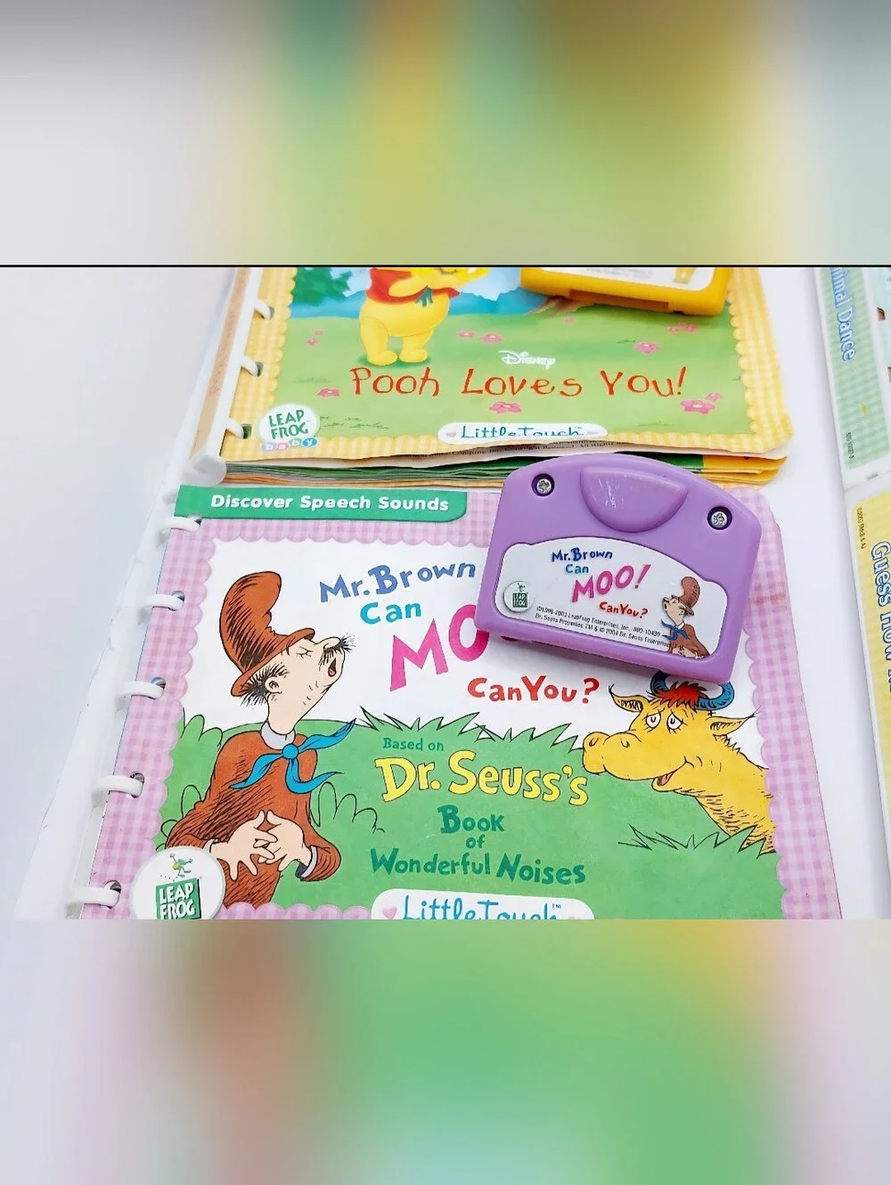 Vintage‎ LeapFrog LittleTouch LeapPad Bundle Pink 5 Books 4 Cartridges Puppet